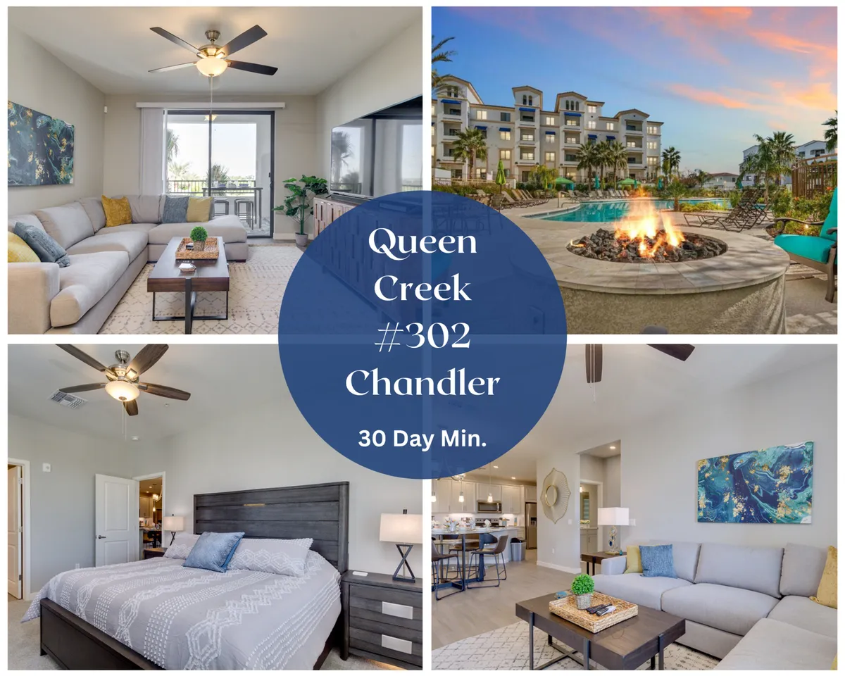 The image showcases a stylish, modern condo interior with a plush sofa, elegant dining area, and a cozy bed, all bathed in warm natural light. Just outside, a fire pit beckons for evening gatherings, while sunrise views from the balcony hint at peaceful mornings. The overall atmosphere is inviting, sophisticated, and perfect for relaxing or entertaining.